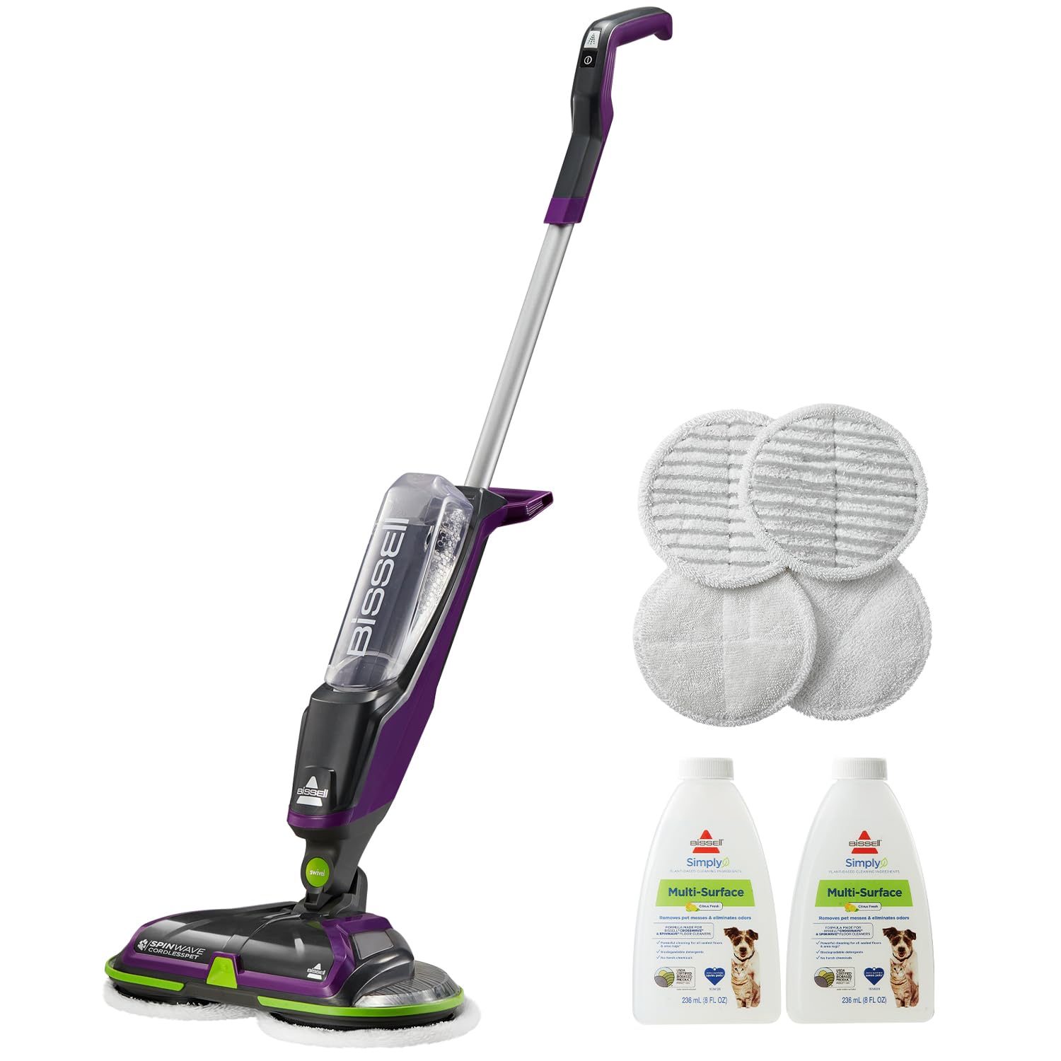 BISSELL Spinwave Cordless Pet Spin Mop, 18V Hard Floor Cleaner, 23157 | Reusable