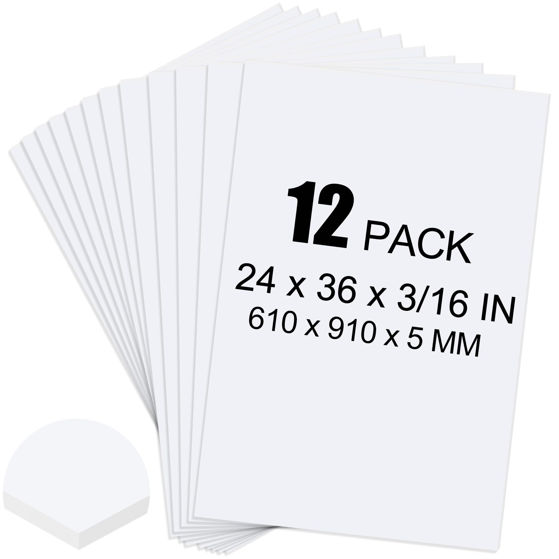ToLanbbt 12 Pack White Foam Board, 24 x 36 x 3/16" Thick Foam Core Acid Free Pos