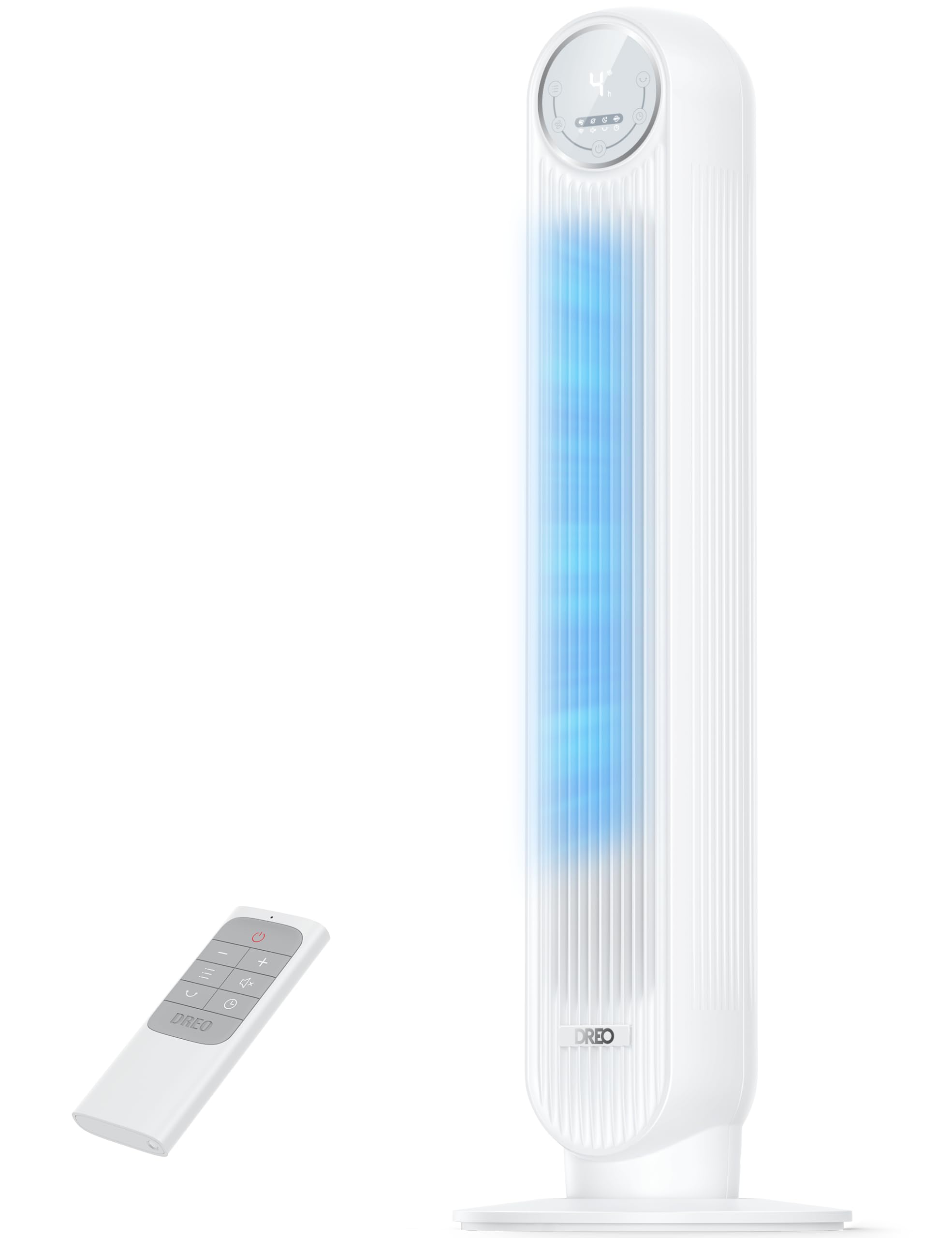 DREO 20dB Silent Tower Fan, 28 ft/s Velocity Electric Cooling Fan with Remote, 9