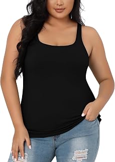 V FOR CITY Plus Size Tank Top for Women with Unpadded Shelf Bra Camisole