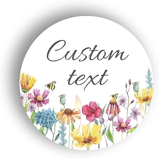 Personalised Spring Flowers with Bees Paper Labels - 37mm Self-adhesive Stickers - Multipack Stationery Craft Decorative Labels (White Paper Labels, Pack of 45)