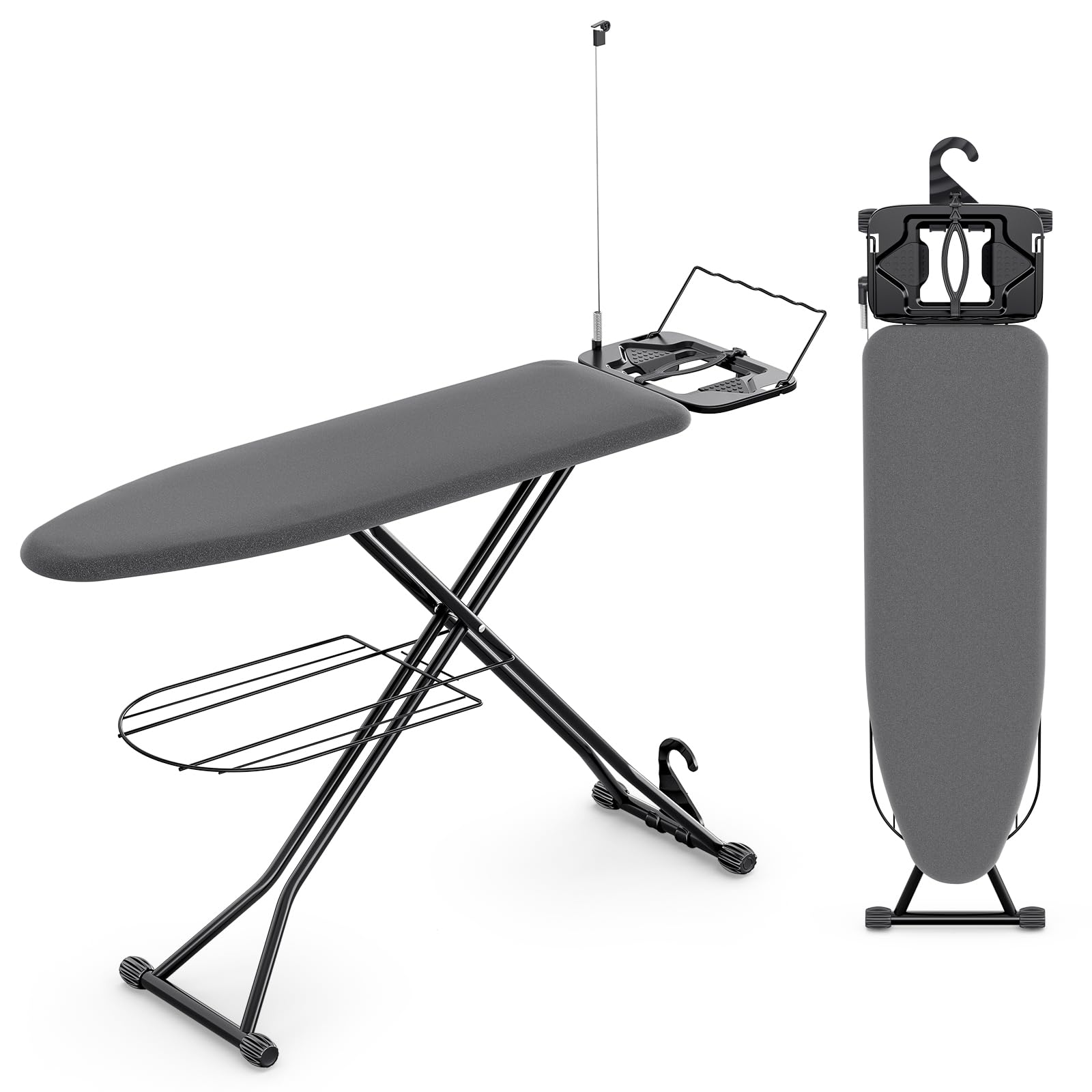 APEXCHASER 13x43 Ironing Board with Iron Rest and Hanger, Heavy Duty Black | 13 