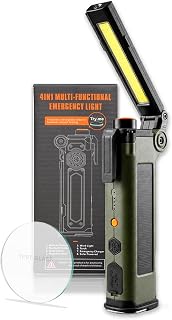 AutoManiacs All-in-1 Car Safety Tool, Solar Rechargeable Window Breaker & Seat Belt Cutter with 270° Adjustable COB Work Light, Flashlight, Magnetic Base, SOS Alarm for Roadside Repairs, Camping