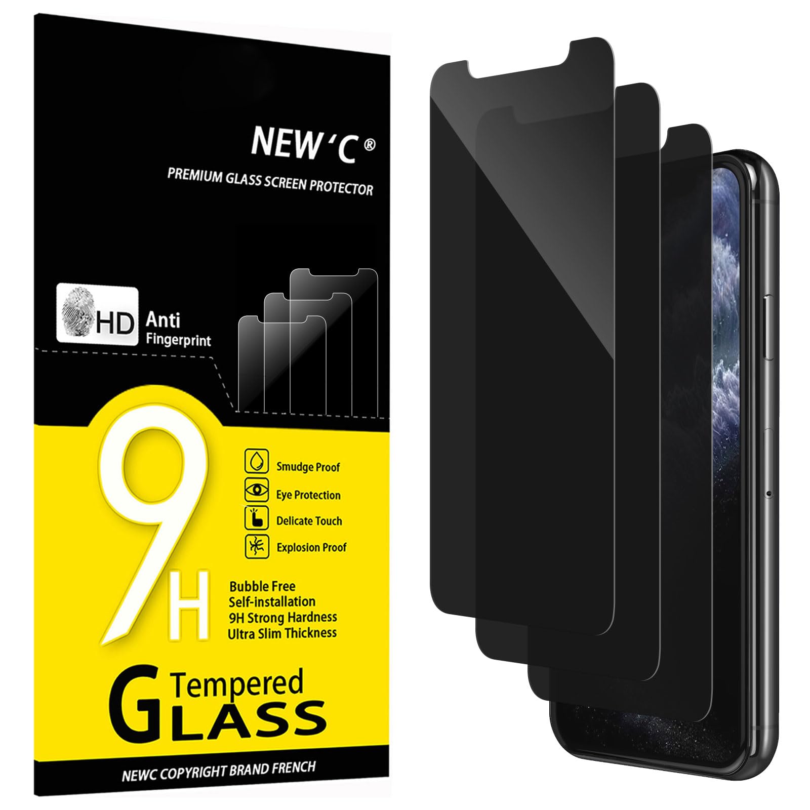 New'C Privacy Film for iPhone 11 Pro/XS/X, Privacy Glass 28°