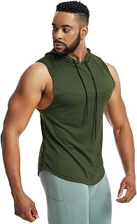 Camiseta sin mangas con capucha para hombre, para gimnasio, culturismo, corte muscular