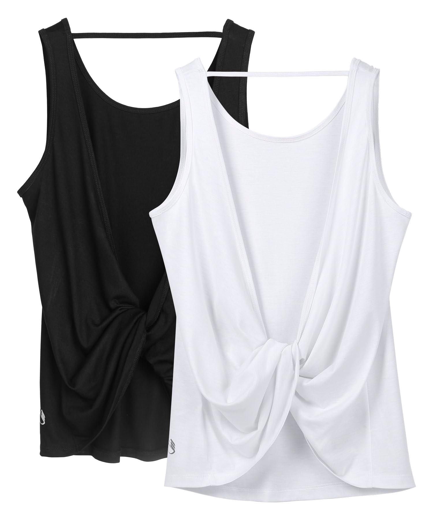 icyzone Women's Backless Gym Tank Top, Breathable and Comfortable Loose Tank Top
