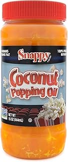 Snappy Pure Coloured Coconut Popping Oil – 444 mL (15 oz) | Naturally Coloured with Beta Carotene | Premium Coconut Oil | Ideal for Movie Theatre Popcorn & Snack Preparation