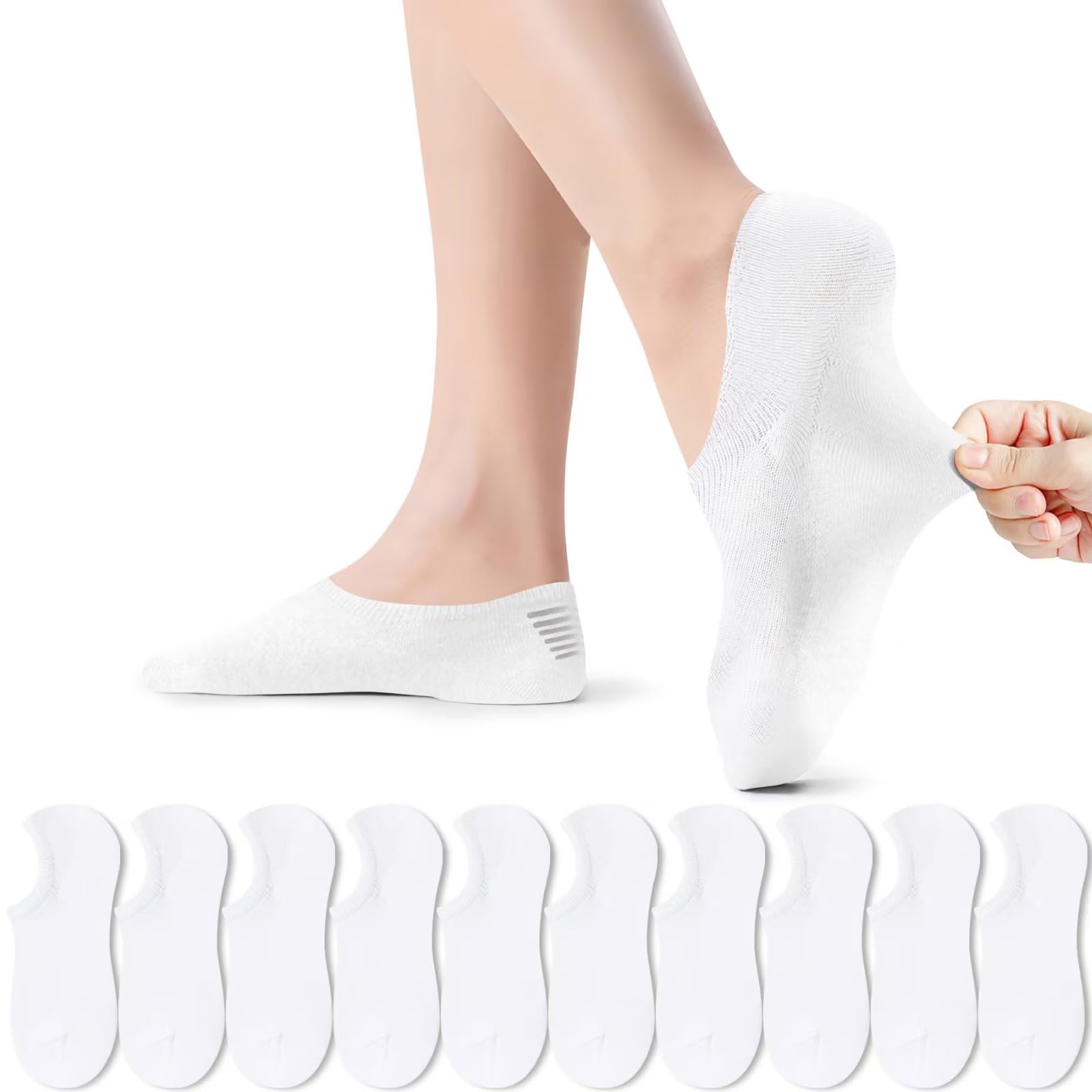 Men's Women's Sports Socks 10 Pairs Short Invisible Socks Breathable Cotton with