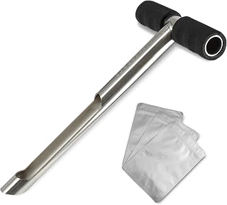 Sleekspace Soil Probe with Small Soil Sampler Bags. 12" Soil Sample Probe Rod. Patent Pending Ground Probe Design for Tidy Strata in Soil Test Sampling.