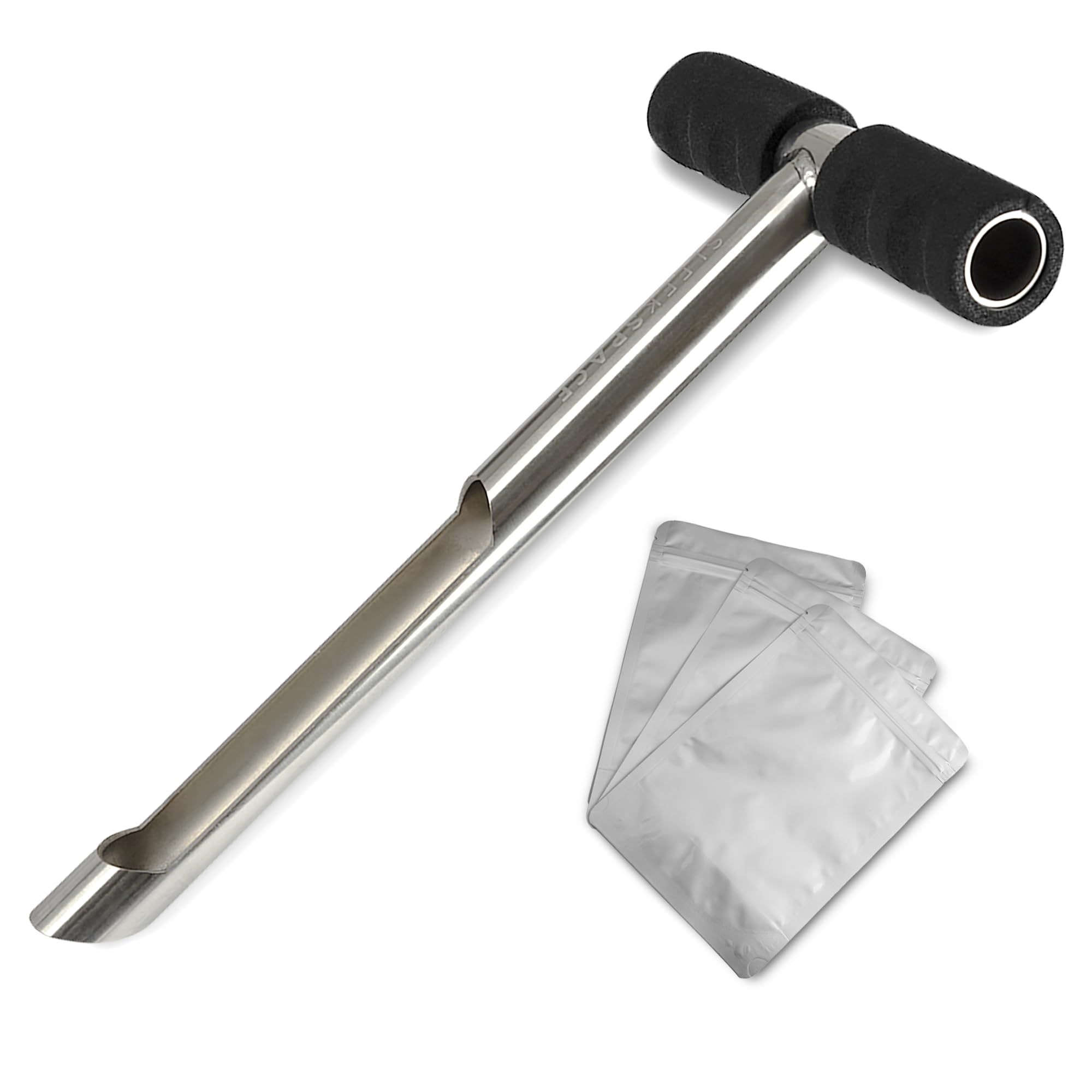 Sleekspace Soil Probe with Small Soil Sampler Bags. 12" Soil Sample Probe Rod. P