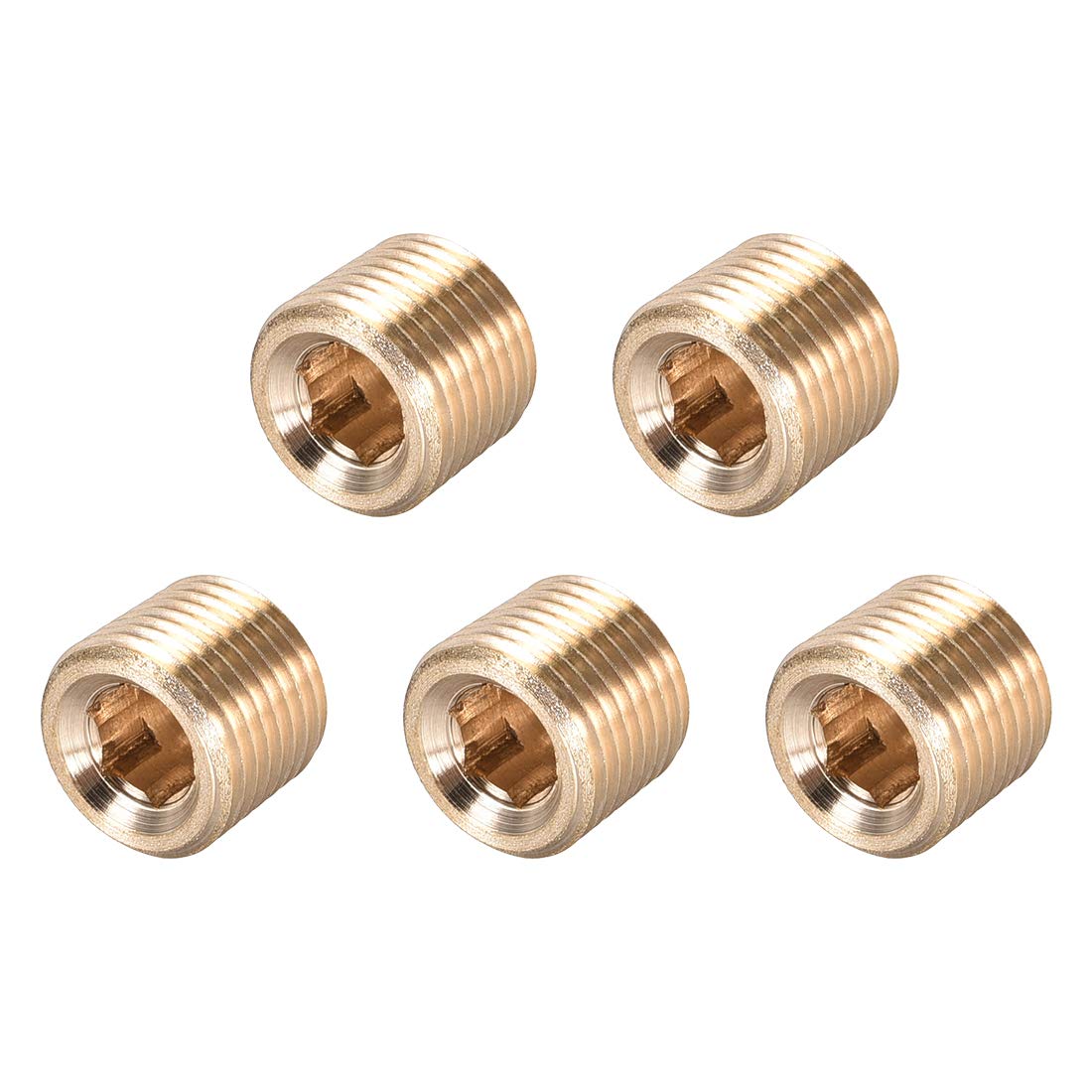 Brass Pipe Fitting, Hex Socket Socket 1/8NPT Male to Countersunk Socket 5pcs