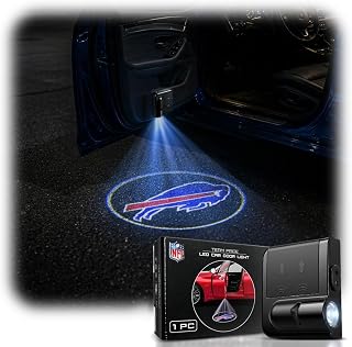 NFL Buffalo Bills LED Car Door Lights Logo Projector Puddle Light | Officially Licensed Car Door Ghost Shadow Light, Wireless Projector, Universal, Easy Install, Battery Powered, Team Pride