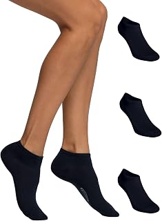 POMPEA 3 Pairs Women's Cotton Socks Short Ankle Socks with Reinforced Toe and Heel