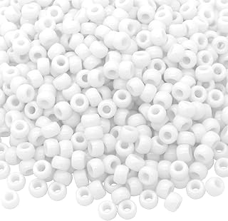 Auvoau 1000Pcs Pony Beads Bracelet 9mm White Plastic Barrel Pony Beads for Necklace,Hair Beads for Braids,Key Chain,Jewelry Making (White)