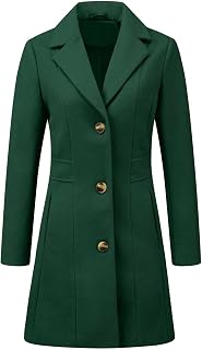 Allegra K Women's Single Breasted Notched Lapel Long Winter Coats, light grey