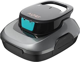 AIPER Scuba SE Cordless Pool Cleaner with 90-Min Runtime, Smart Self-Parking, Lightweight, Pool Vacuum for Above Ground Flat Pools up to 40 Feet, Ash Gray & Cyan (Renewed)