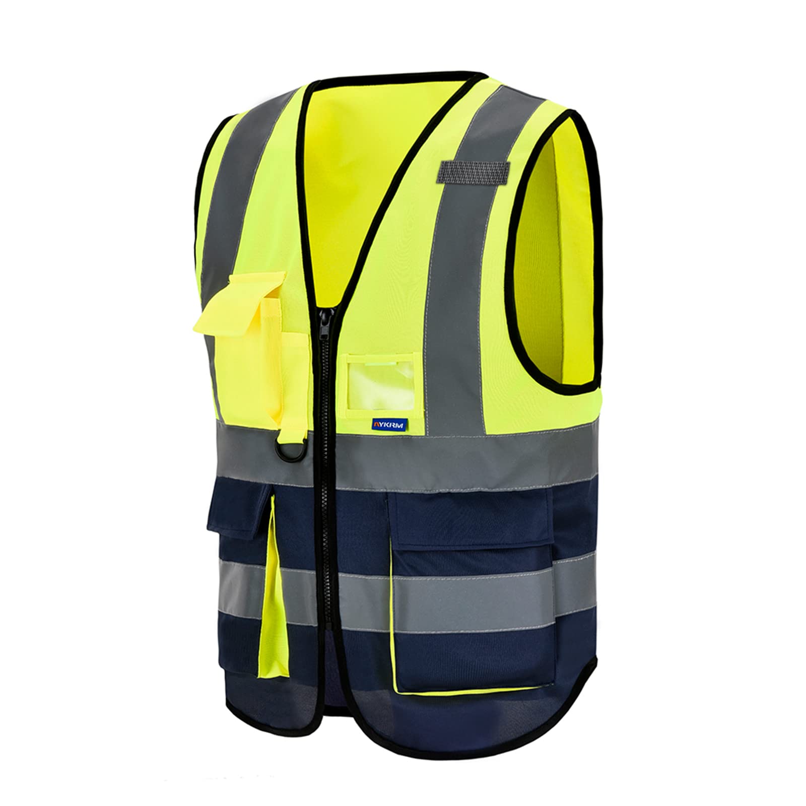 AYKRM Safety Vest Reflective High Visibility Workwear Vest Zipper Safety Work Ve