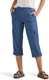 Lee Womens Flex-to-go Mid-Rise Relaxed Fit Cargo Capri PantPants