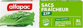 alfapac - 15 ZIP freshness bags - ideal for fruits and vegetables - 3L