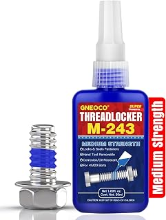 ThreadLocker Blue, Thread Lock Medium Strength Lock Tight for Nuts, Bolts, Fasteners and Metals, Anaerobic Curing Metal Glue to Prevent Loosening and Corrosion (M243-50ml)