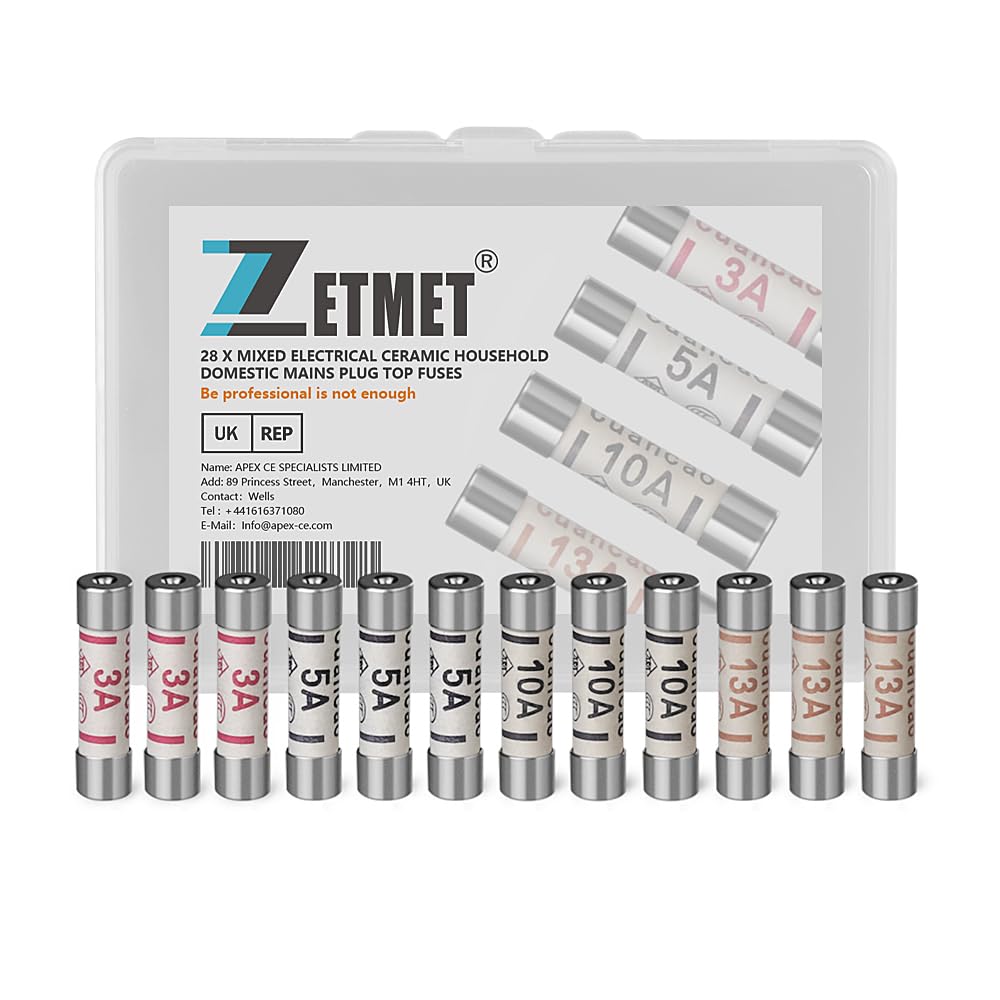 28 x Mixed BS1362 Electrical Ceramic Household Domestic Mains Plug Top Fuses 3Am