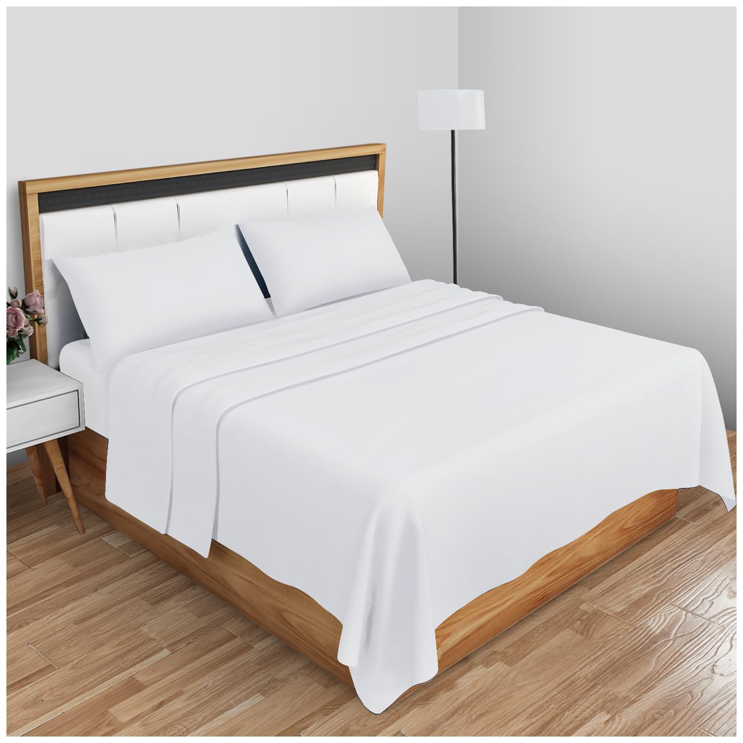 GC GAVENO CAVAILIA Super Soft Plain Dyed Diamond Flat Sheet [ Super King - White