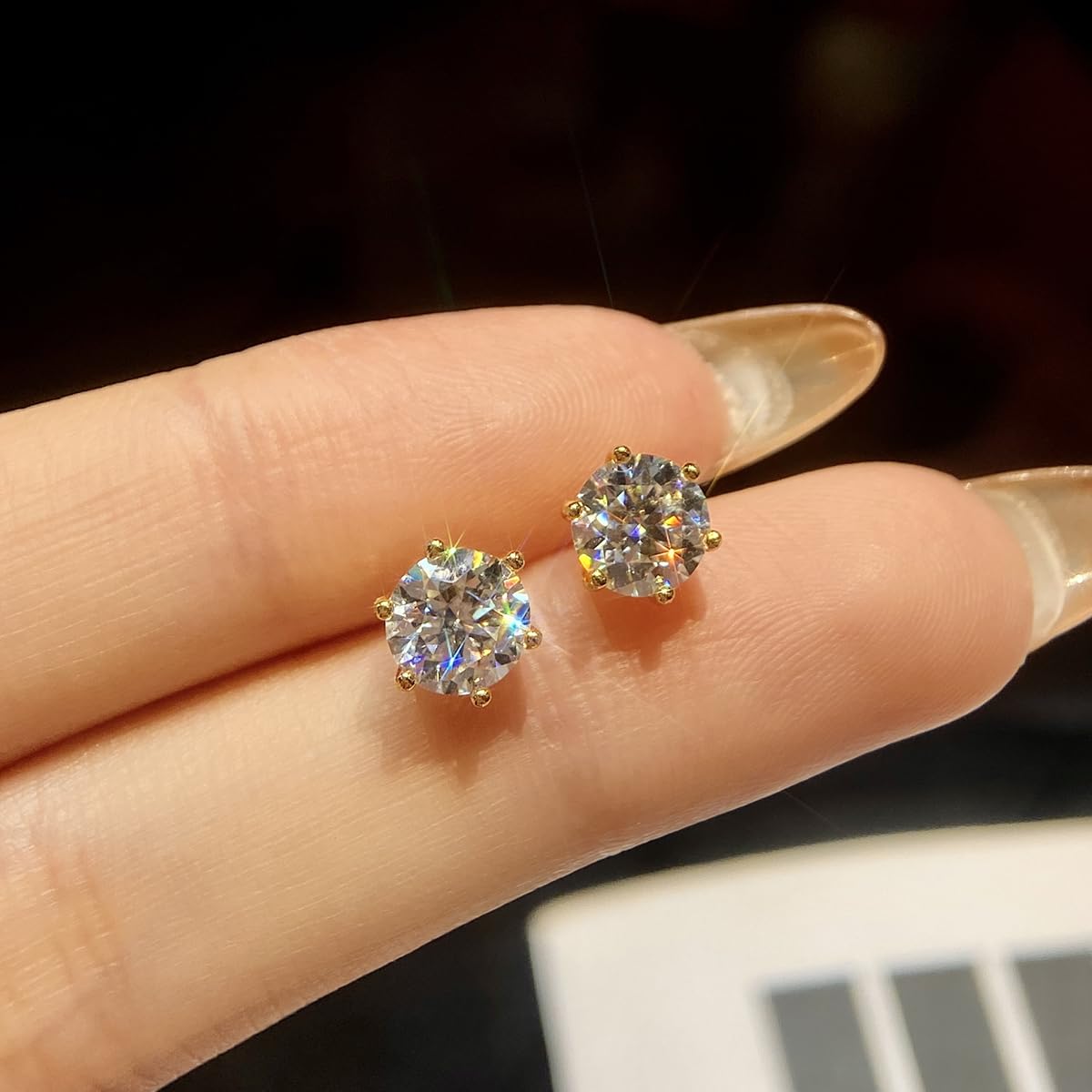 Moissanite 925 Silver Earrings Silver Plated Classic 6 Prong Earrings 0.5ct 1 Pa