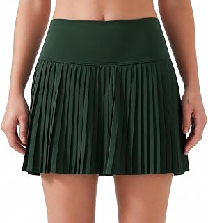 Vasarhely Women's Tennis Skirt, Pleated Skirt, With Inner Pants, Pockets, High Waist, Sweat Absorbent, Quick Drying, 4-Way Stretch, Sports Skirt, Tennis Wear, Golf, Running, Yoga