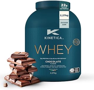 Kinetica Sports Whey Protein Powder - Chocolate Flavour |22g Protein/Serve, 76 Servings/2.27Kg Pack |Gluten Free Supplement | Optimum for Muscle Growth & Recovery |Mixes Well with Water, Milk & Shakes