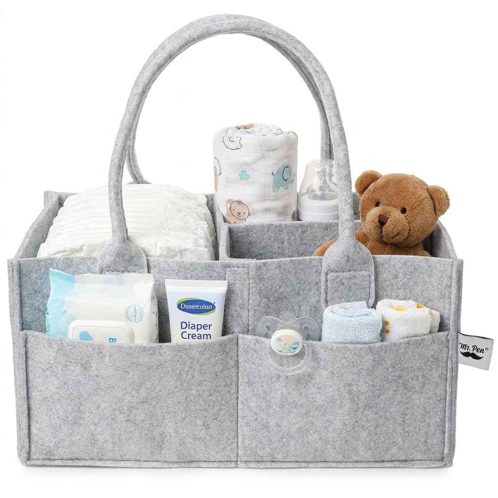 Mr. Pen- Baby Diaper Caddy Organizer, Gray, Medium | Nursery Storage Bin and Car