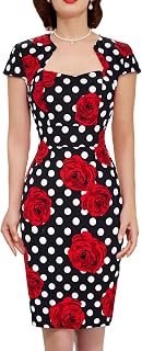 GRACE KARIN Women's Vintage Pencil Dress Short Sleeve Bodycon 1950s 39
