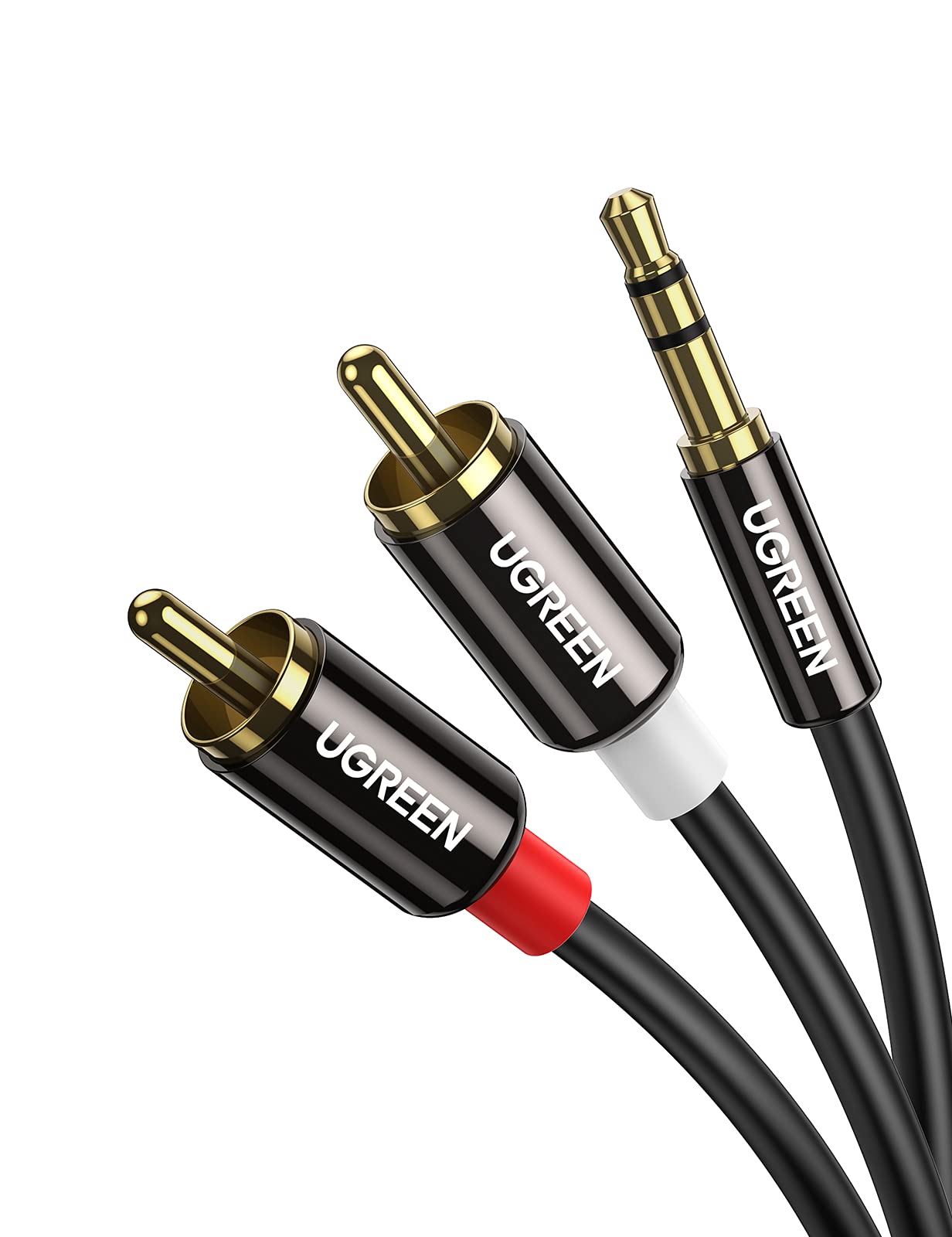 UGREEN RCA to 3.5mm Cable Stereo Phono to 3.5mm Mini Jack Audio Lead 2M | Gold-P