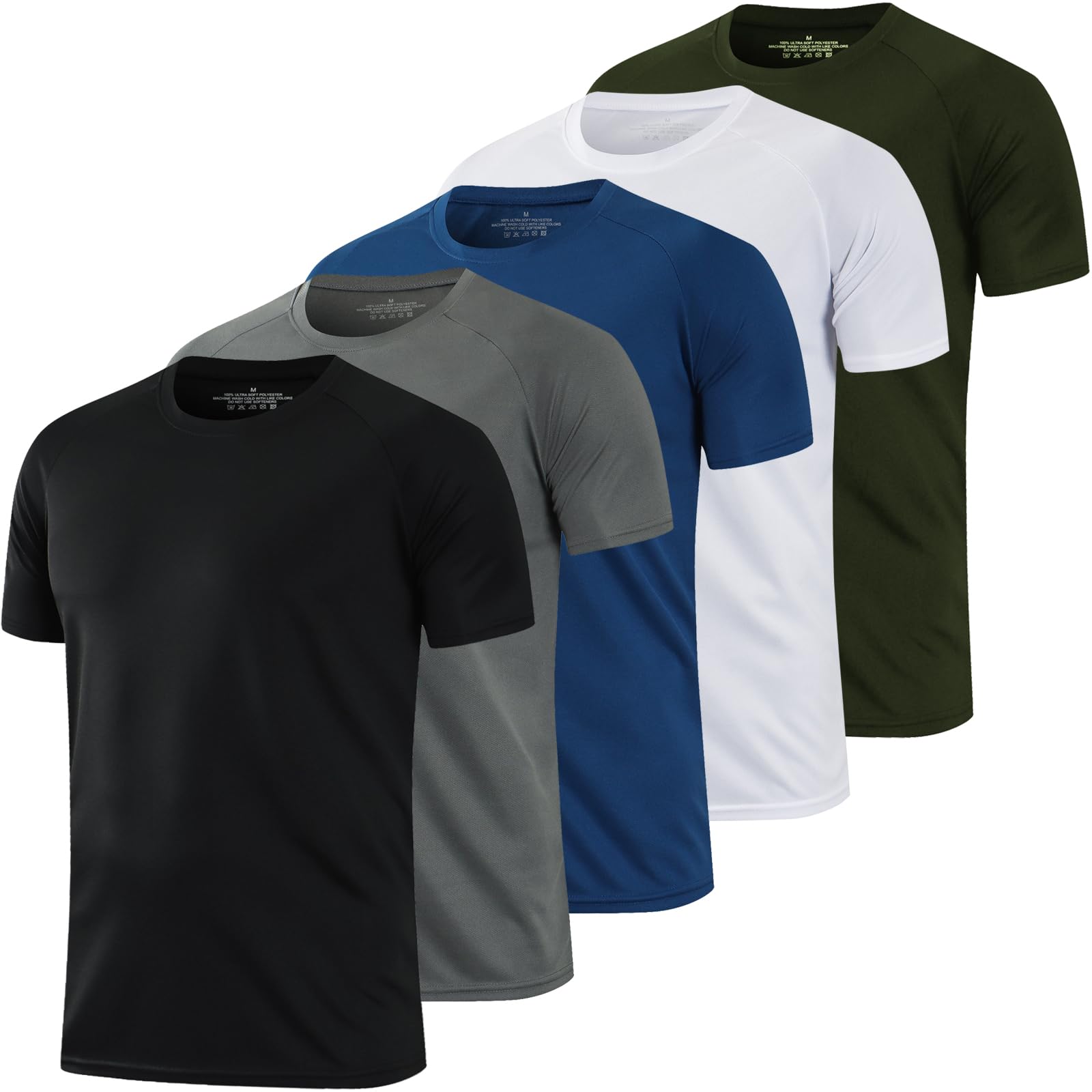 HovSiyla 1/5 Pack Running Shirts Men Sport Tops Dry Fit Gym Wicking Athletic T S