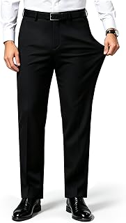 Men's 4-Way Stretch Dress Pants With 2-Inch Expandable Waist Wrinkle-Free