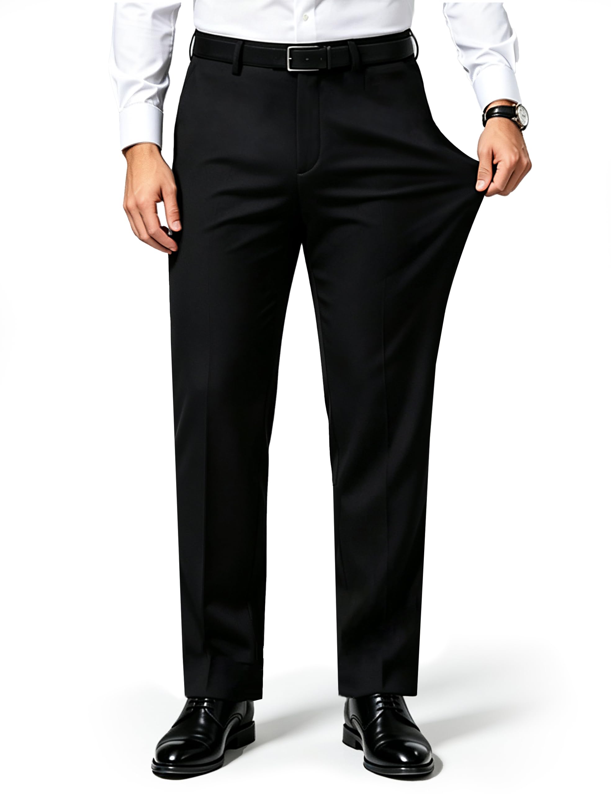 Men's 4-Way Stretch Dress Pants With 2-Inch Expandable Waist Wrinkle-Free