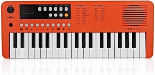 VISIONKEY-1 Portable 37-Key Mini Electric Keyboard Piano, Orange | For Kids and Beginners, 37 Mini Keys Across 3 Octaves, 100 Sounds and Rhythms, Headphone Output, USB-C or Battery Powered