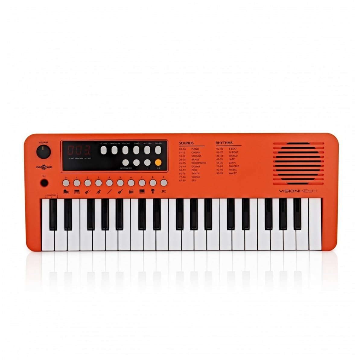 VISIONKEY-1 Portable 37-Key Mini Electric Keyboard Piano, Orange | For Kids and 