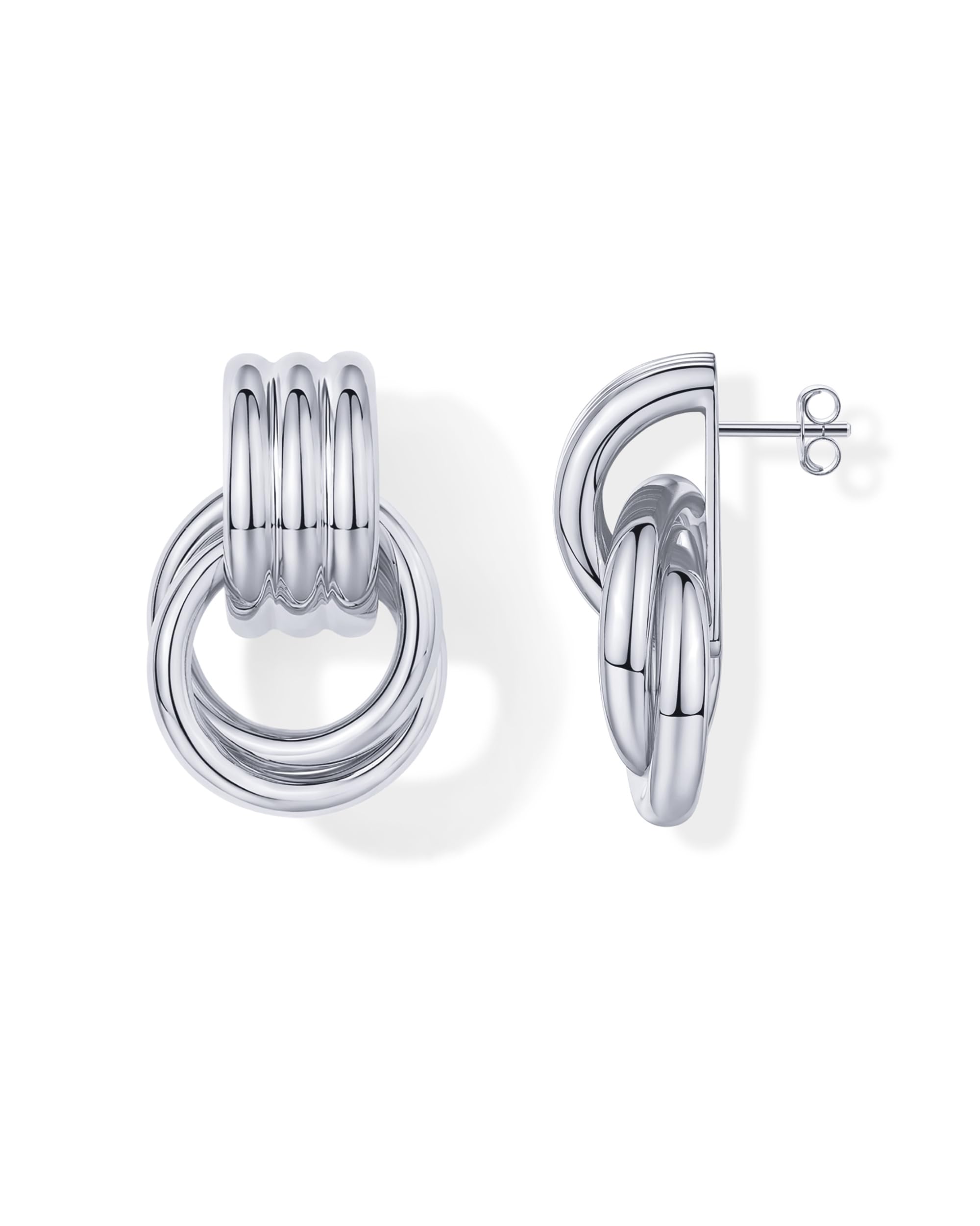 PAVOI 14K Gold Plated Door Knocker Earrings for Women, Chunky Drop Earrings