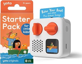 Yoto Mini (2024 Edition) + Starter Pack for Little Kids Bundle, Ages 3+ | MP3 player | screen-free audio | stories, music & sleep sounds | gift for kids | ok-to-wake clock | alarm | up to 14h battery