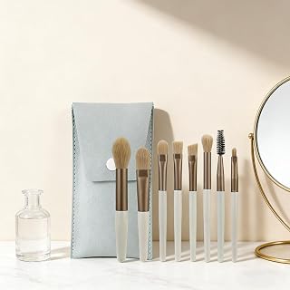 8 Pcs Makeup Brushes Set with Travel Bag Professional Foundation Powder Blush Eyeshadow Brushes Soft Synthetic Bristles Face Eye Makeup Brush Kit Sky Blue