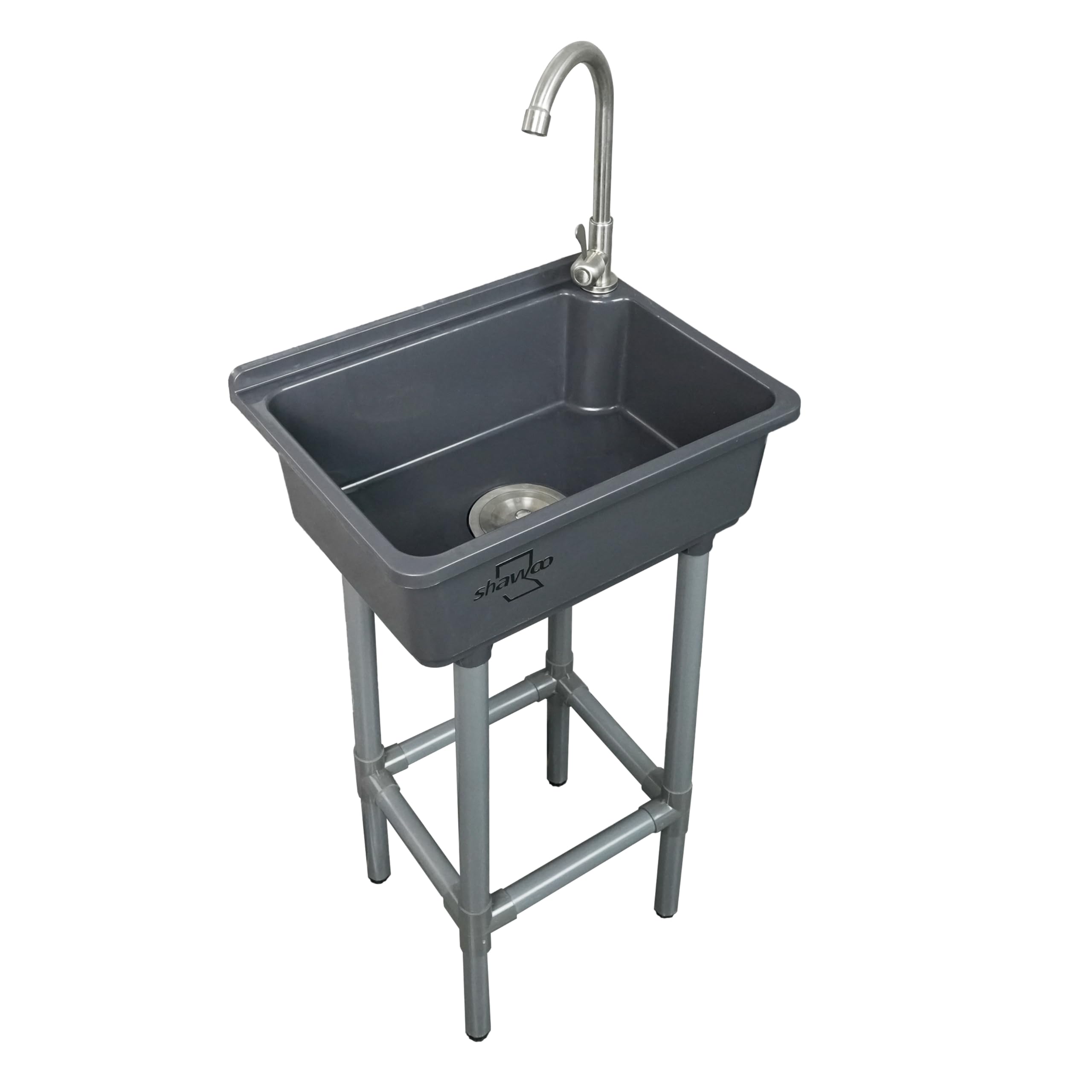 Freestanding Single Bowl Utility Sink, Kitchen Wall-Mounted Sink 16.9 x 12.8 Inc