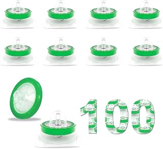 CryoKing 100Pcs Syringe Lab Filter, 13mm, 0.22um, PES, Individually Packed | Sterile Syringe Filters, PES Hydrophilic Membrane, Female Luer Lock & Male Luer Slip, Laboratory Experiment