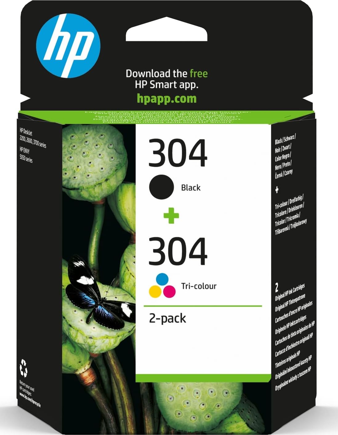 HP 304 Black & Tri-colour Original Ink Cartridges 2-Pack | Compatible with HP De