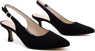 Ankis Women's Slingback Kitten Closed Heels Pointed Toe Pumps Dress Shoes Party Wedding Casual 6.3 cm