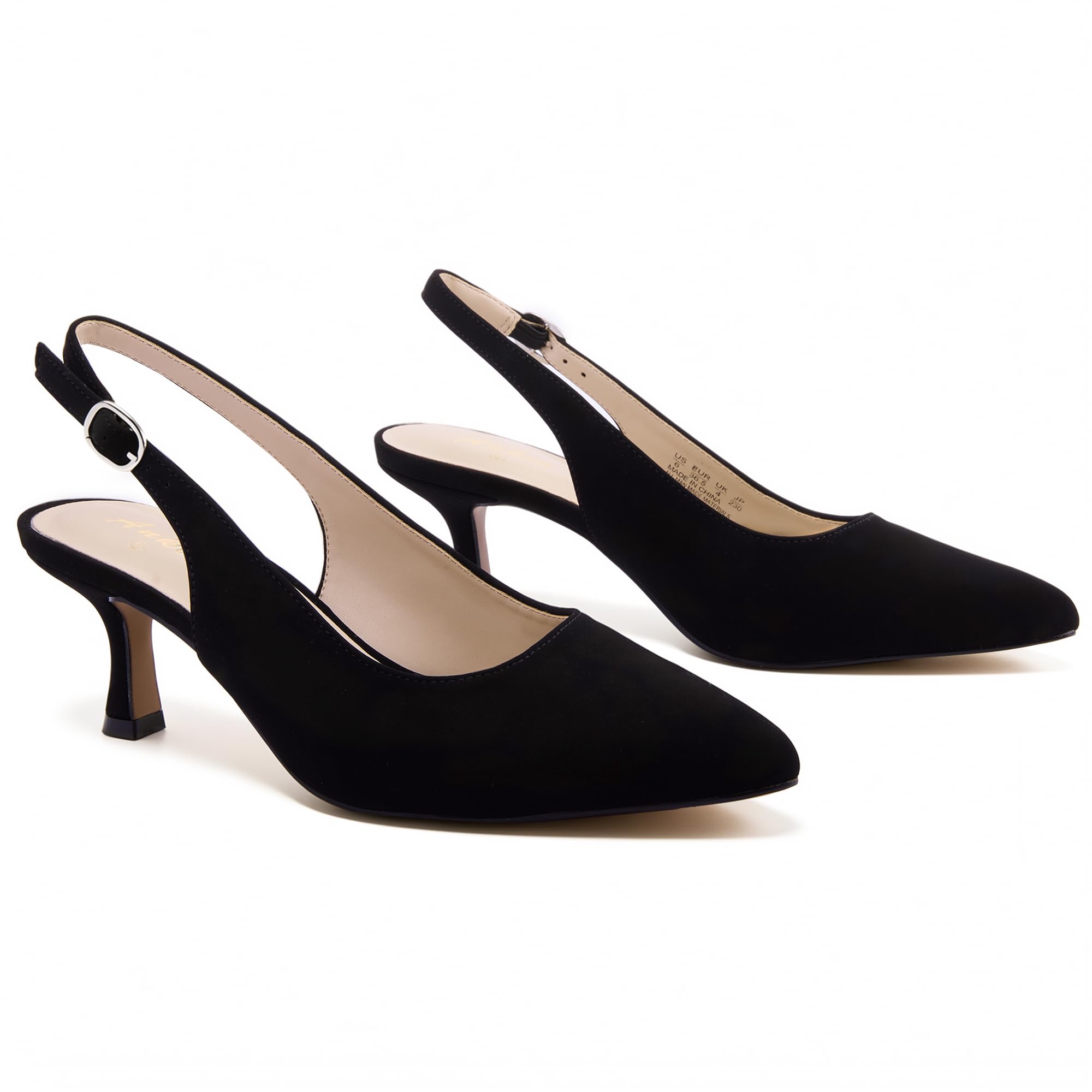 Ankis Women's Slingback Kitten Closed Heels Pointed Toe Pumps Dress Shoes Party 