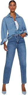 Trendyol Women's Damen Gerade Mama Hohe Taille Jeans
