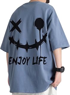 Bluefeel Men's Summer T-shirt, Large Size, Popular, Cool to Touch, Loose, Sweat Absorbent, Quick Drying, Oversize, Short Sleeve, Solid, Korean Style, Fashionable, Casual, Cut and Sewn, Drop Shoulder