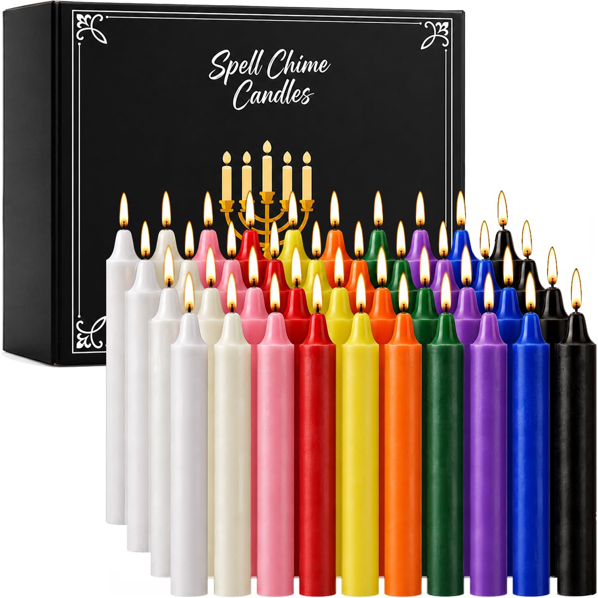Topsics Spell Chime Candles, 40 Pack Taper Candles for Rituals | 4 INCH Colored 
