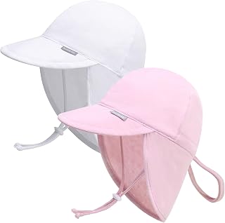 Duoyeree Baby Sun Protection Hat with Neck Flap UPF 50+ Polyester Hat 0-5T