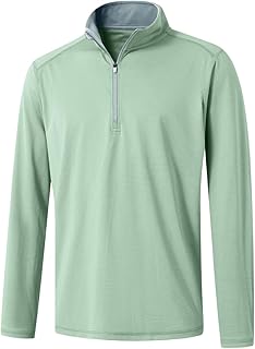 M MAELREG Quarter Zip Pullover Men Performance Dry Fit Stripe Mock Neck Midlayer Golf 1/4 Zip Pullover Mens Sweatshirt